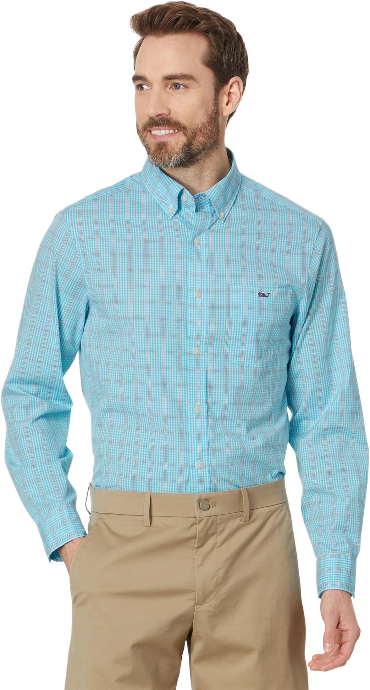 

Рубашка Vineyard Vines Check Stretch Poplin, цвет Mist Blue Plaid