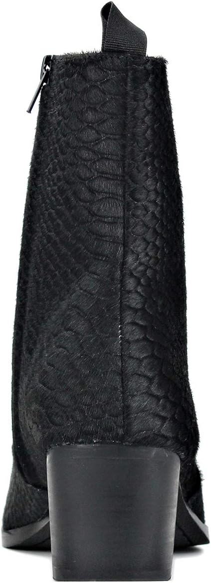 Мужские ботинки-челси OSSTONE из кожи с крокодиловым тиснением и pony hair, ботинки чукка с боковой молнией, на каблуке, модель JY021-A, черный — фото 3