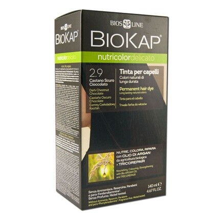 

Перманентная краска для волос Biokap с комплексом Tricorepair, 4,67 унции, темно-каштановый шоколад, Bios Line Biokap