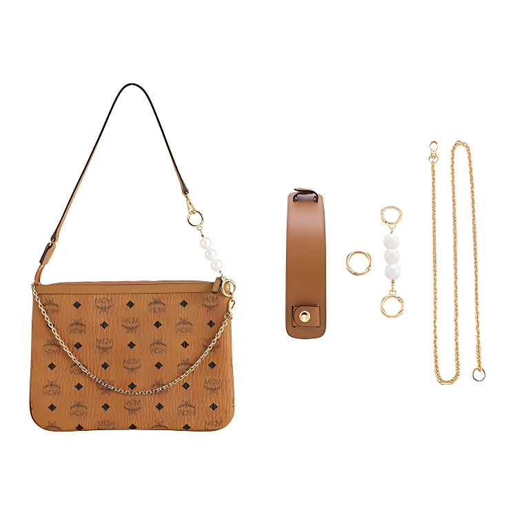 

Медная жемчужина с цепью 100 см и наплечным ремнем Аксессуар для сумки Женская коньячная роскошь Ручная работа Мастерская