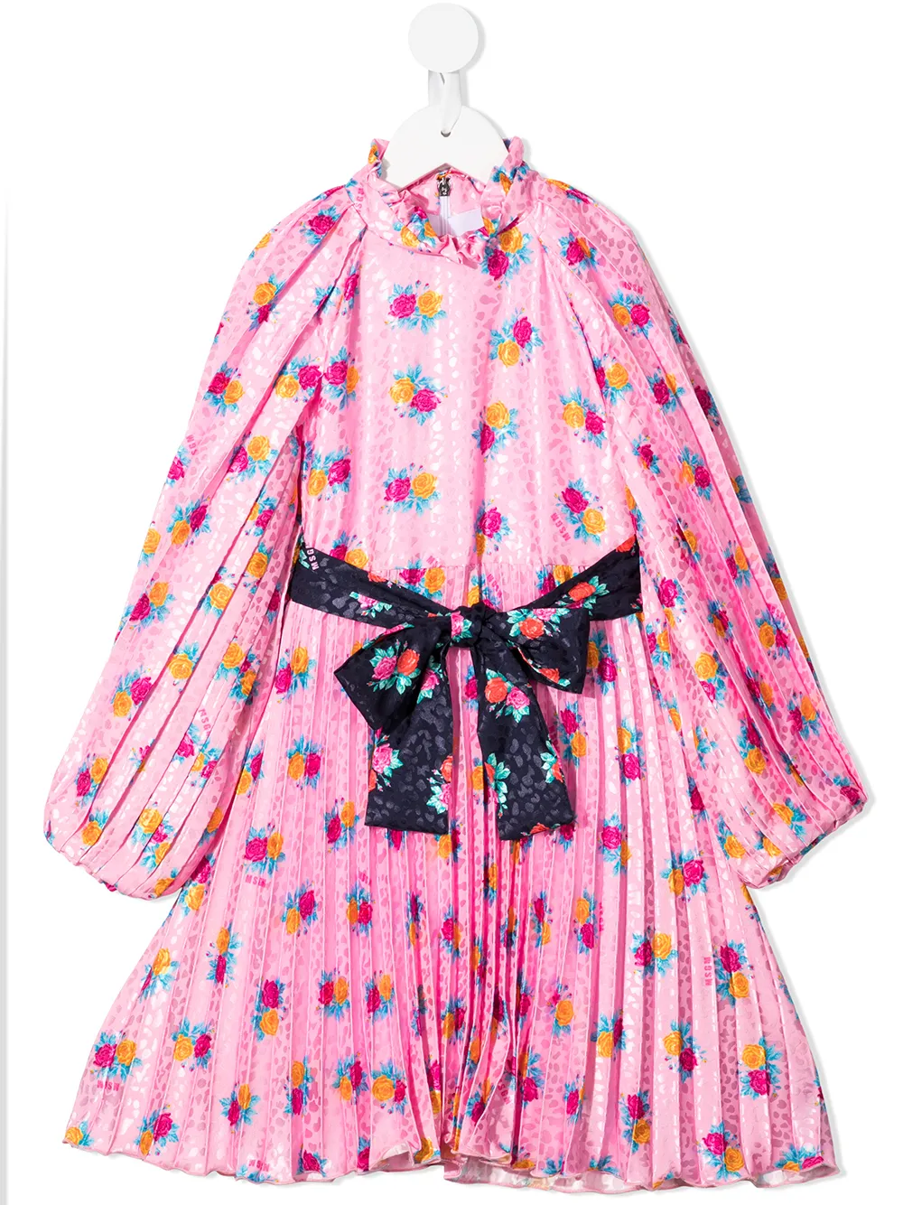 

Плиссированное платье миди с цветочным принтом MSGM Kids, розовый