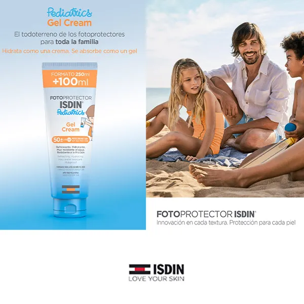 Детский солнцезащитный крем для лица и тела Pediatrics Gel Cream Spf 50 Isdin, 250 ml — фото 2