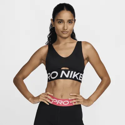 Спортивный бюстгальтер Nike Pro Indy Plunge, цвет Black/White/White