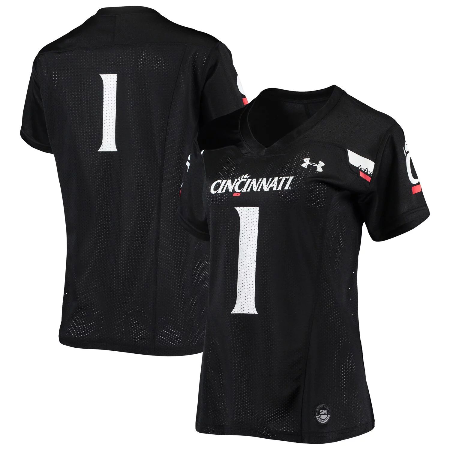 

Женская футболка Under Armour #1 Black Cincinnati Bearcats, готовая копия футбольного джерси Under Armour