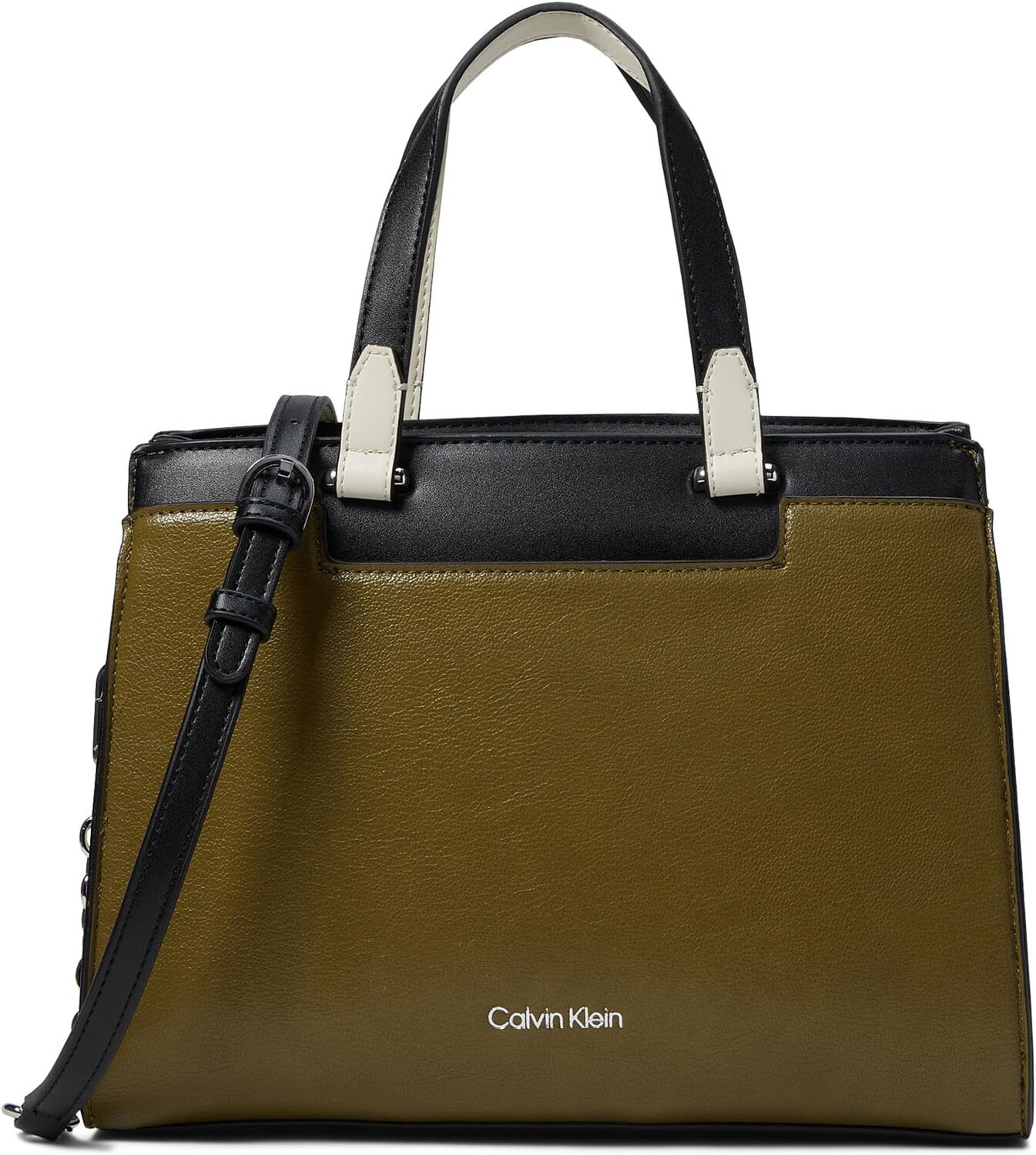 

Сумка Calvin Klein Velora Tailored Satchel, цвет Olive/Black/White