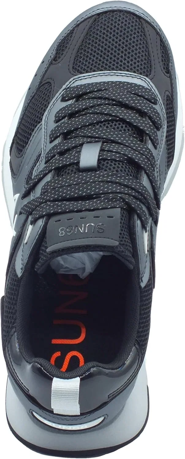 Мужские кроссовки SUN68 Z36119 Jaky Silver Mesh Black из искусственной кожи и черной ткани — фото 3