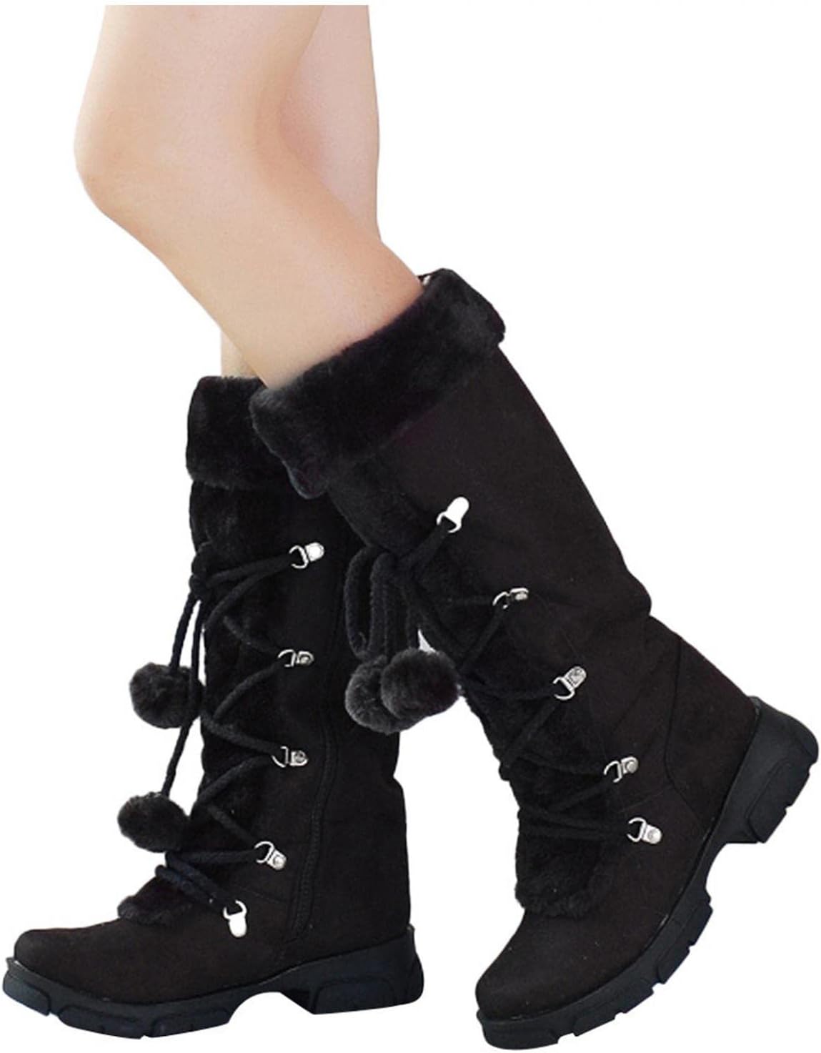 

Зимние сапоги Hbeylia средней длины для женщин и девушек, модные с плюшевой подкладкой, из замши, на шнуровке, с круглым носком, массивным каблуком средней высоты, мотоботинки, боевые ботинки с термофлисовой подкладкой, пушистые высокие сапоги,...