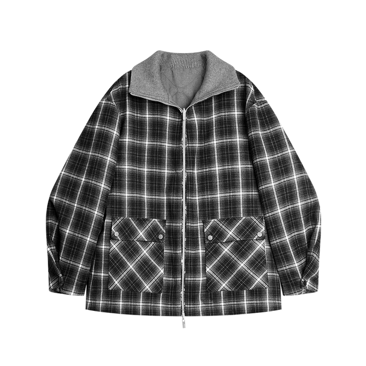 

ELLE Пуховик Women's Black White Stand Collar Moderate Reversible