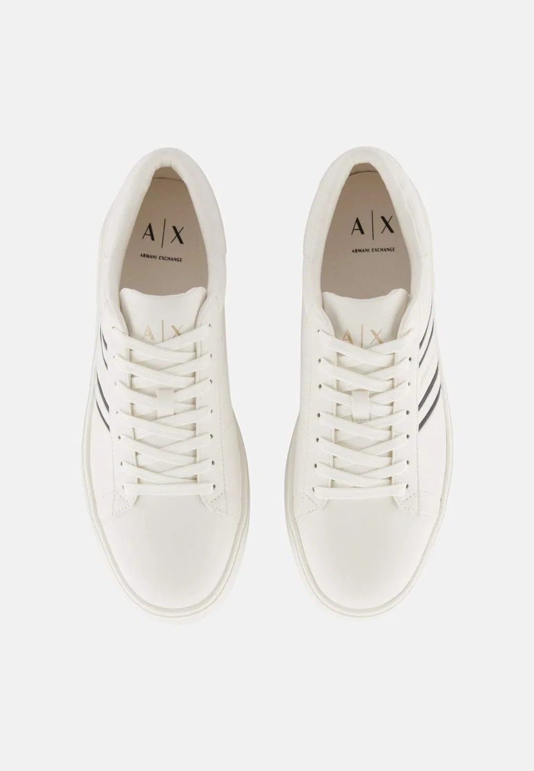 Мужские кроссовки Armani Exchange London, с боковыми полосами, контрастного цвета, Off White Black — фото 2