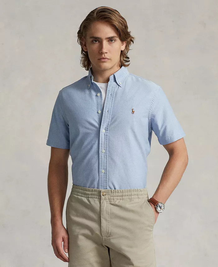 

Мужская классическая короткорукавная рубашка Oxford Polo Ralph Lauren, синий