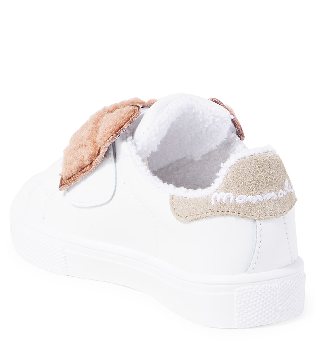 Кроссовки из медвежьей кожи Monnalisa, Bianco/Panna + Beige — фото 2