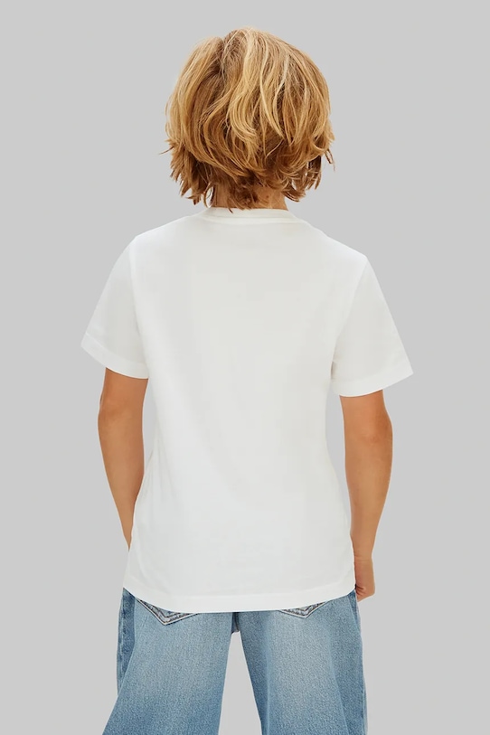 Детская хлопковая футболка Calvin Klein Jeans, белый — фото 3