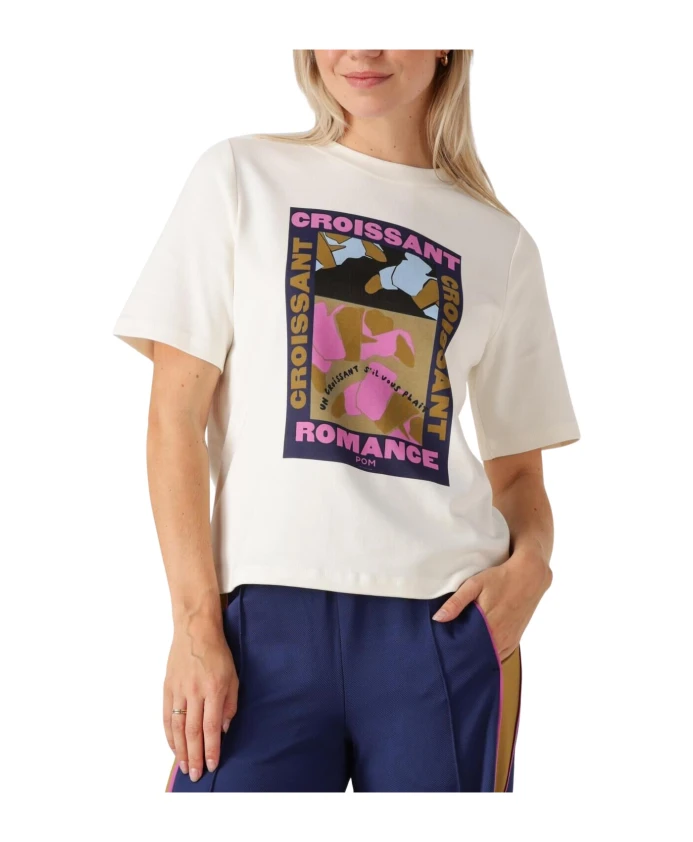 

Футболка с изображением романов о круассанах для женщин Pom Amsterdam, белый