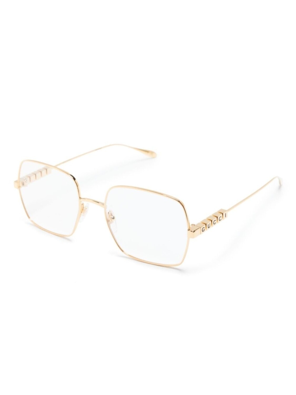 Gucci Eyewear logo-lettering square-frame glasses, золотистый — фото 2