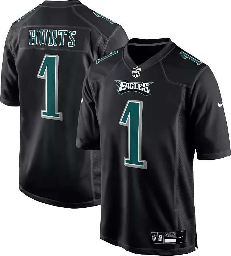 

Мужская черная игровая майка Nike Philadelphia Eagles Jalen Hurts #1