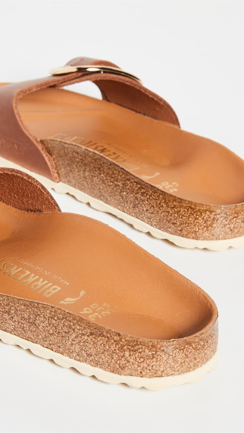 Женские сандалии Birkenstock Madrid с открытым носком, черно-белая кожа — фото 4