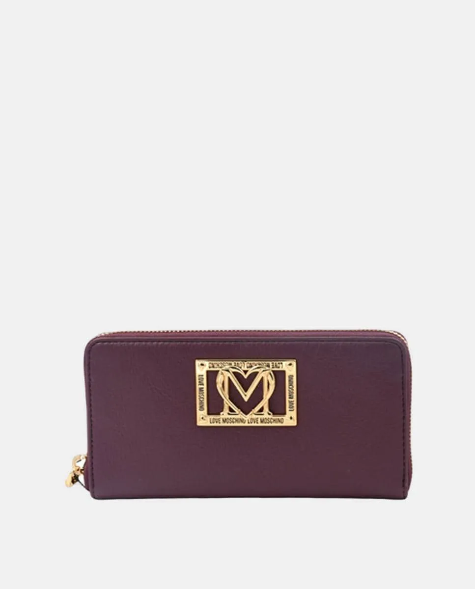 

Кошелек на молнии с логотипом Love Moschino, гранатовый