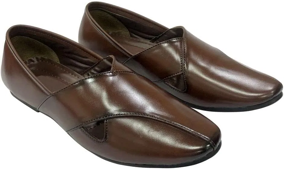 Shoe Bazar Мужские пенджабские джутти, индийские туфли, шервани, коричневые, дышащие, удобные — фото 2