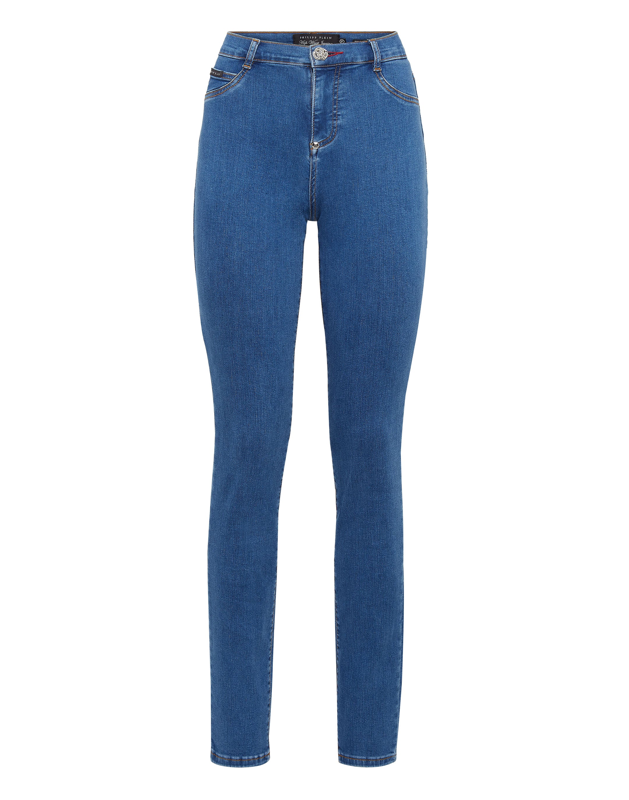 

Джинсовые джеггинсы с высокой талией PHILIPP PLEIN, цвет quiet medium