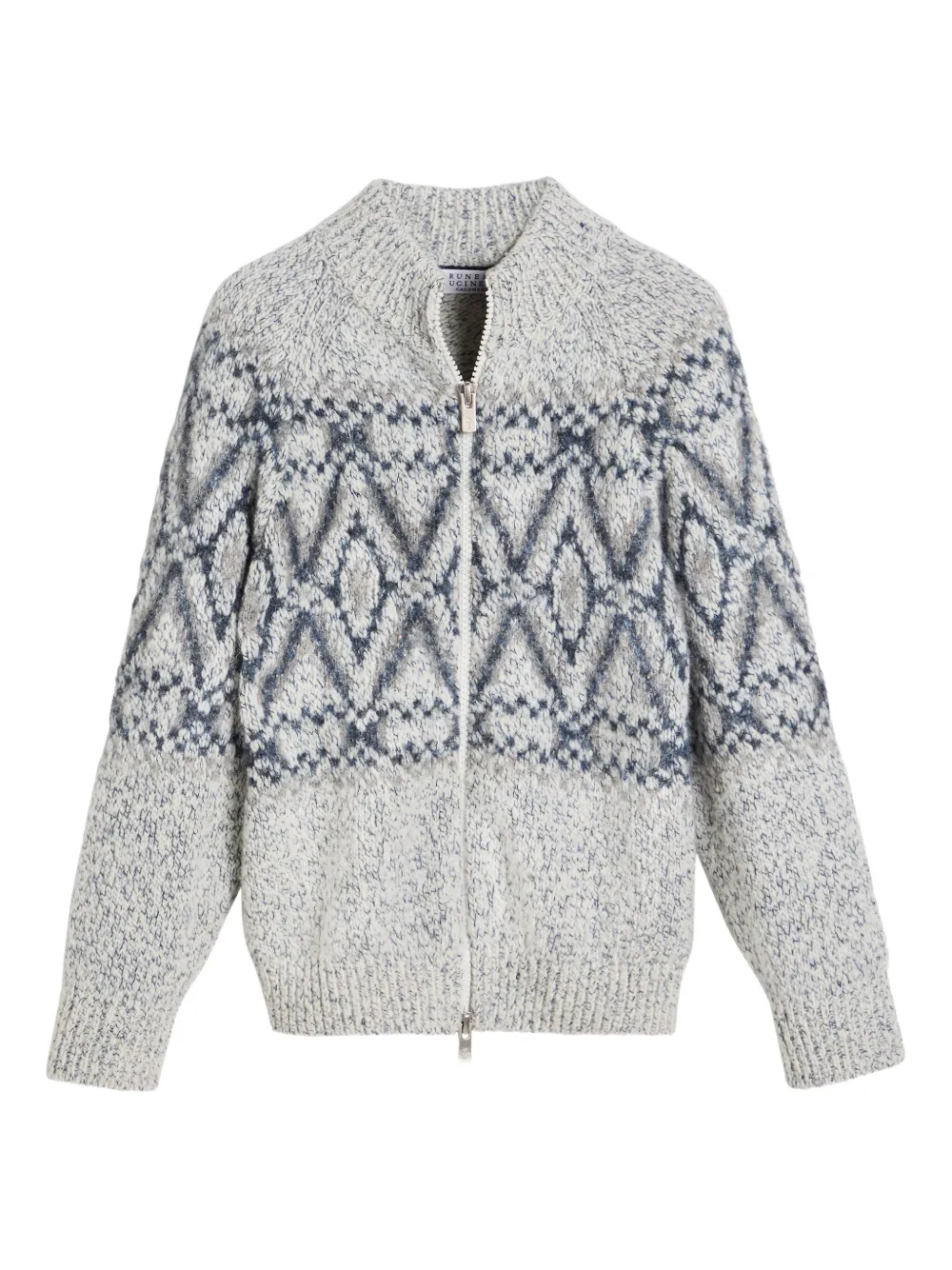 

Жаккардовый кардиган на молнии Brunello Cucinelli Kids, серый