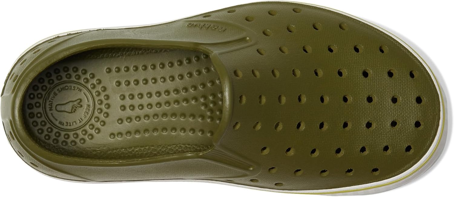 Кроссовки без шнурков Native Shoes Miles для детей, унисекс, Rookie Green/Shell White — фото 2
