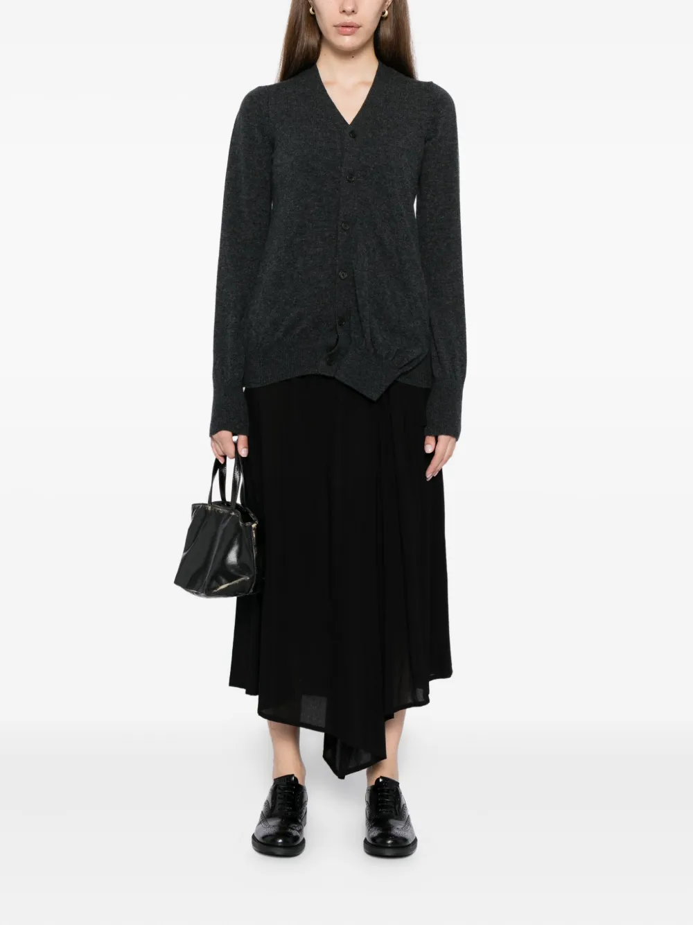 Кардиган с V-образным вырезом Yohji Yamamoto, серый — фото 2