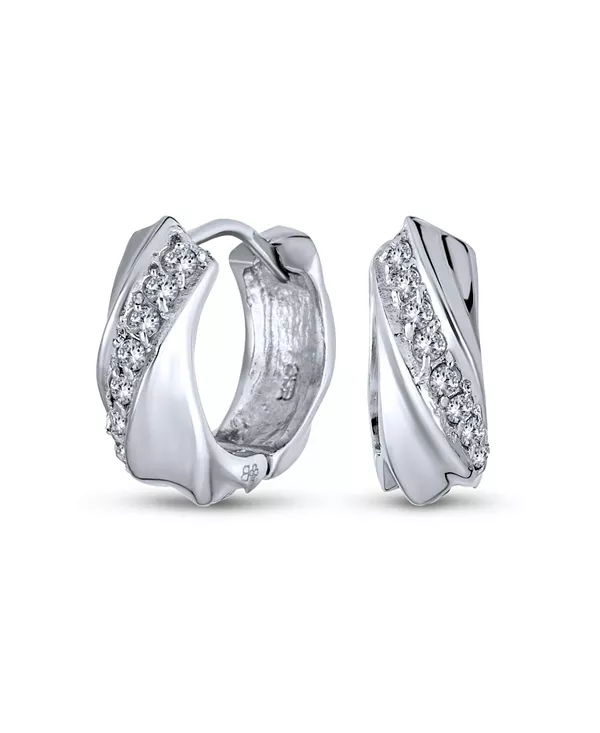 

Элегантные серьги-кольца с кубическим цирконием и небольшими перекрещивающимися полосками из серебра 925 пробы Bling Jewelry, silver