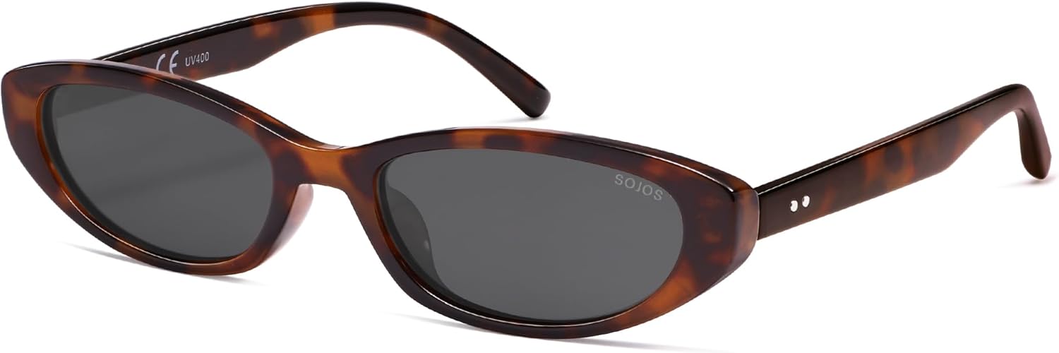 

Солнцезащитные очки SOJOS Retro Oval Cat Eye с поляризацией, в стиле ретро, ​​для женщин и мужчин, 80-х и 90-х, маленькие, прямоугольные, модель Y2K SJ2664, Dark Tortoise/Grey