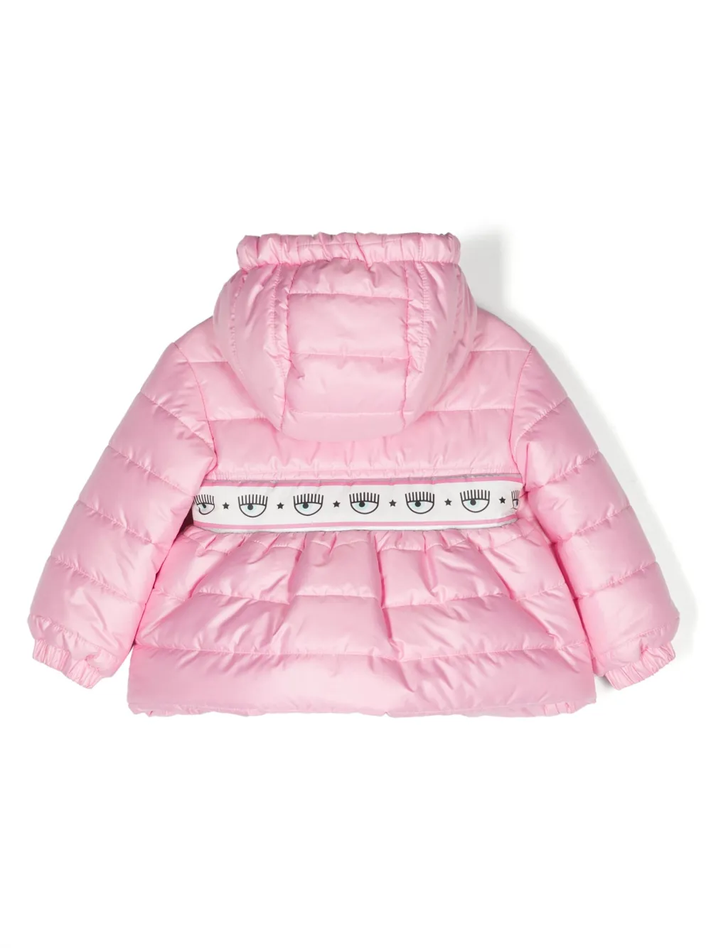 Пуховик с капюшоном и декором Eyelike Chiara Ferragni Kids, розовый — фото 2