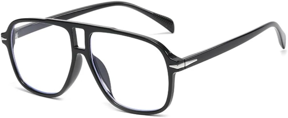 

Мужские солнцезащитные очки в стиле ретро с двойной перемычкой, модные очки с заклепками, защита от УФ-излучения UV400, женские модные очки с леопардовым принтом UATXTAU, Black Clear