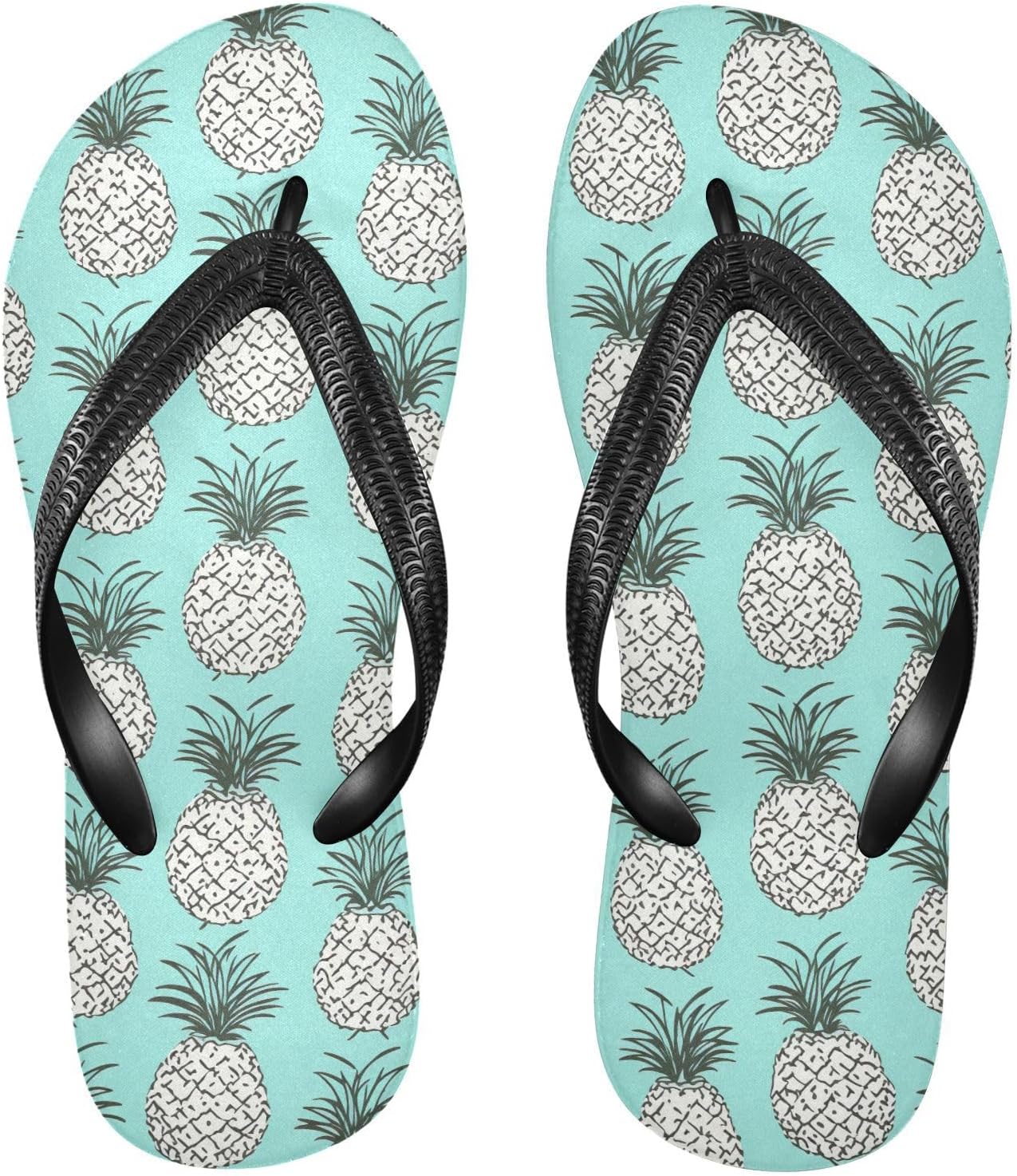 

Женские и мужские шлепанцы SPRIPORT White Pineapple Slim, удобные повседневные вьетнамки с мягкой подошвой, противоскользящей резиновой подошвой, для ванной, душа, прогулок, пляжа и лета, Multicoloured