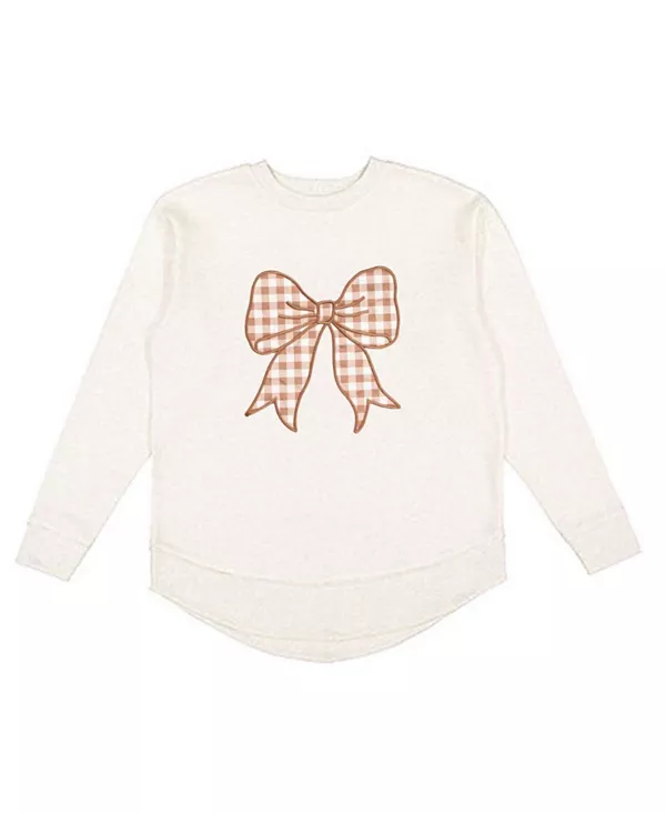 

Женская толстовка в клетку с бантом и нашивкой - для взрослых Sweet Wink, бежевый