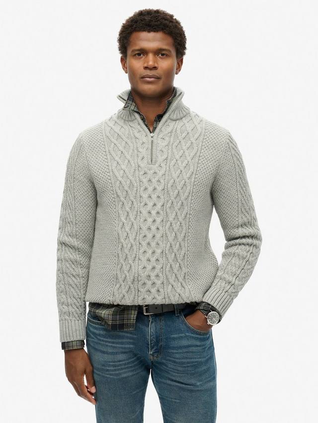 

Полузастегивающийся джемпер с косой вязкой Superdry