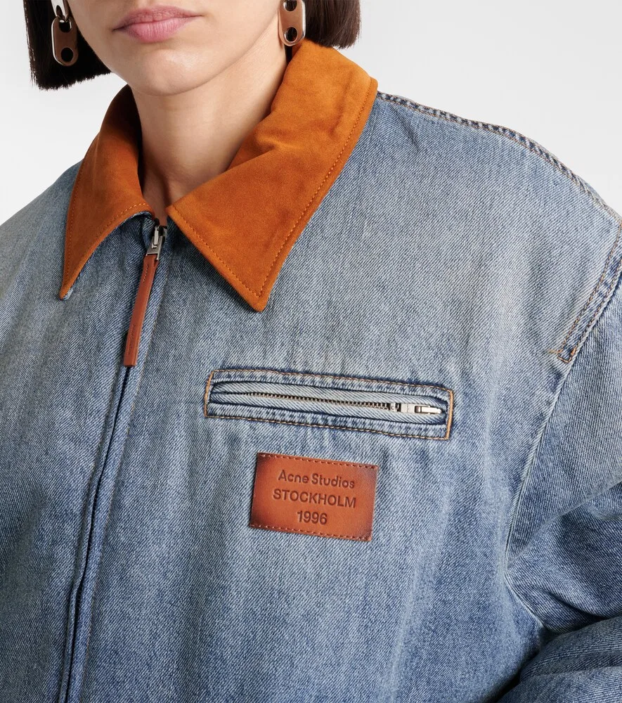 Джинсовая блузонная куртка из окры с замшевой отделкой Acne Studios, синий — фото 4