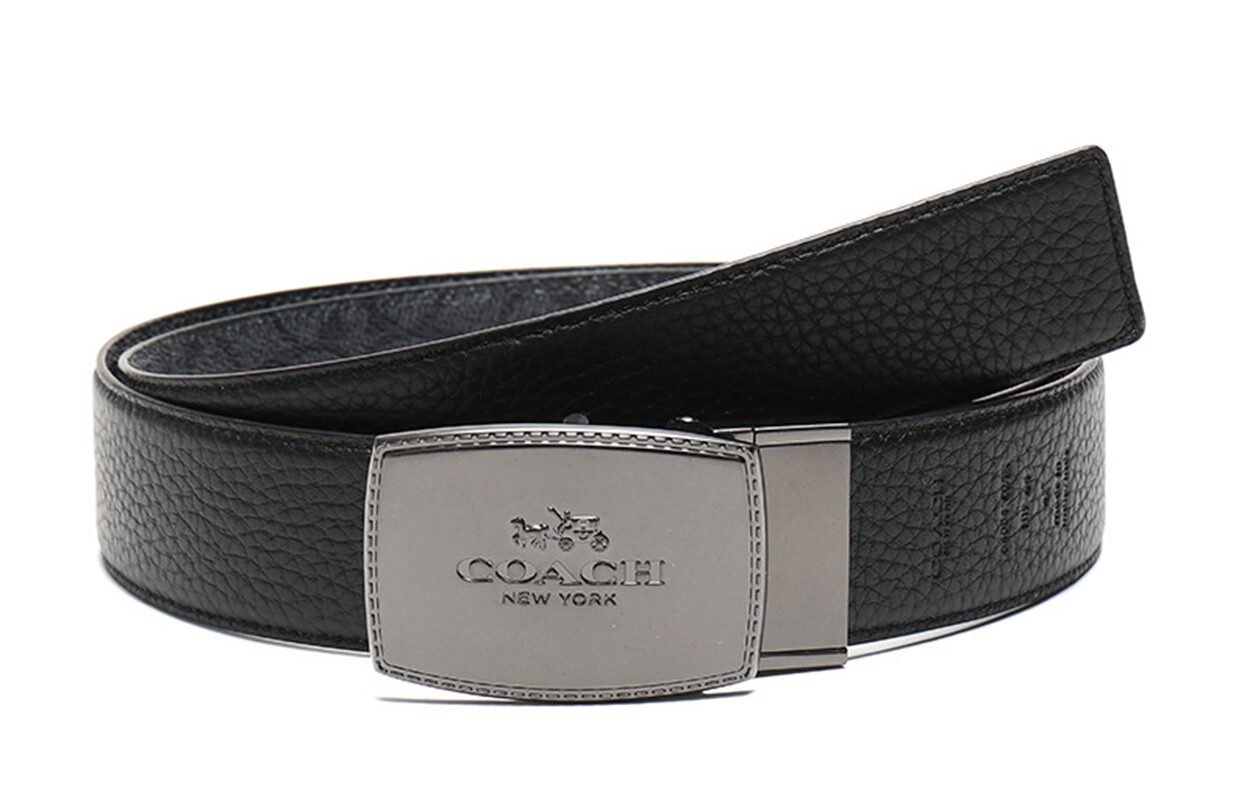 

Мужской кожаный ремень COACH, Carbon gray black