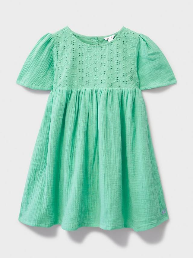 

Детское платье из хлопка с вышивкой Broderie Anglaise Crew Clothing, Emerald Green