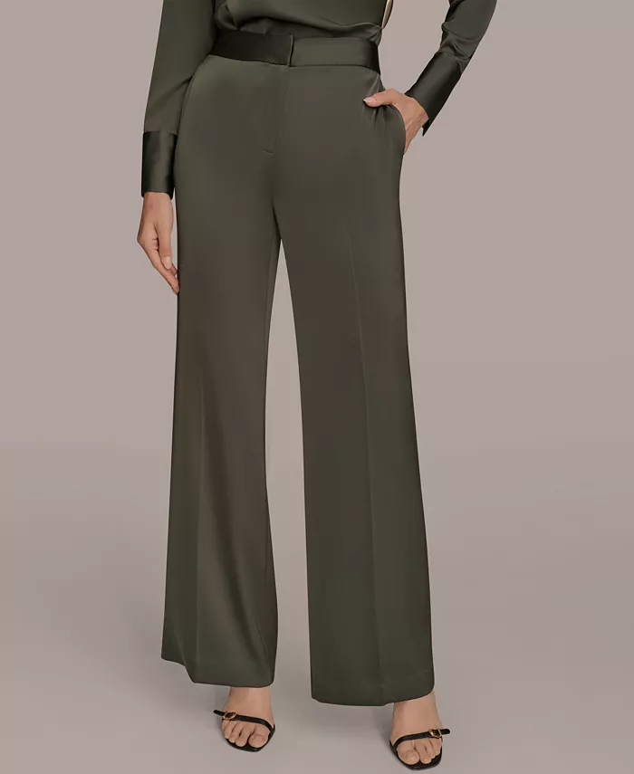 

Женские брюки-шармёз с широкими штанинами Donna Karan New York, серый