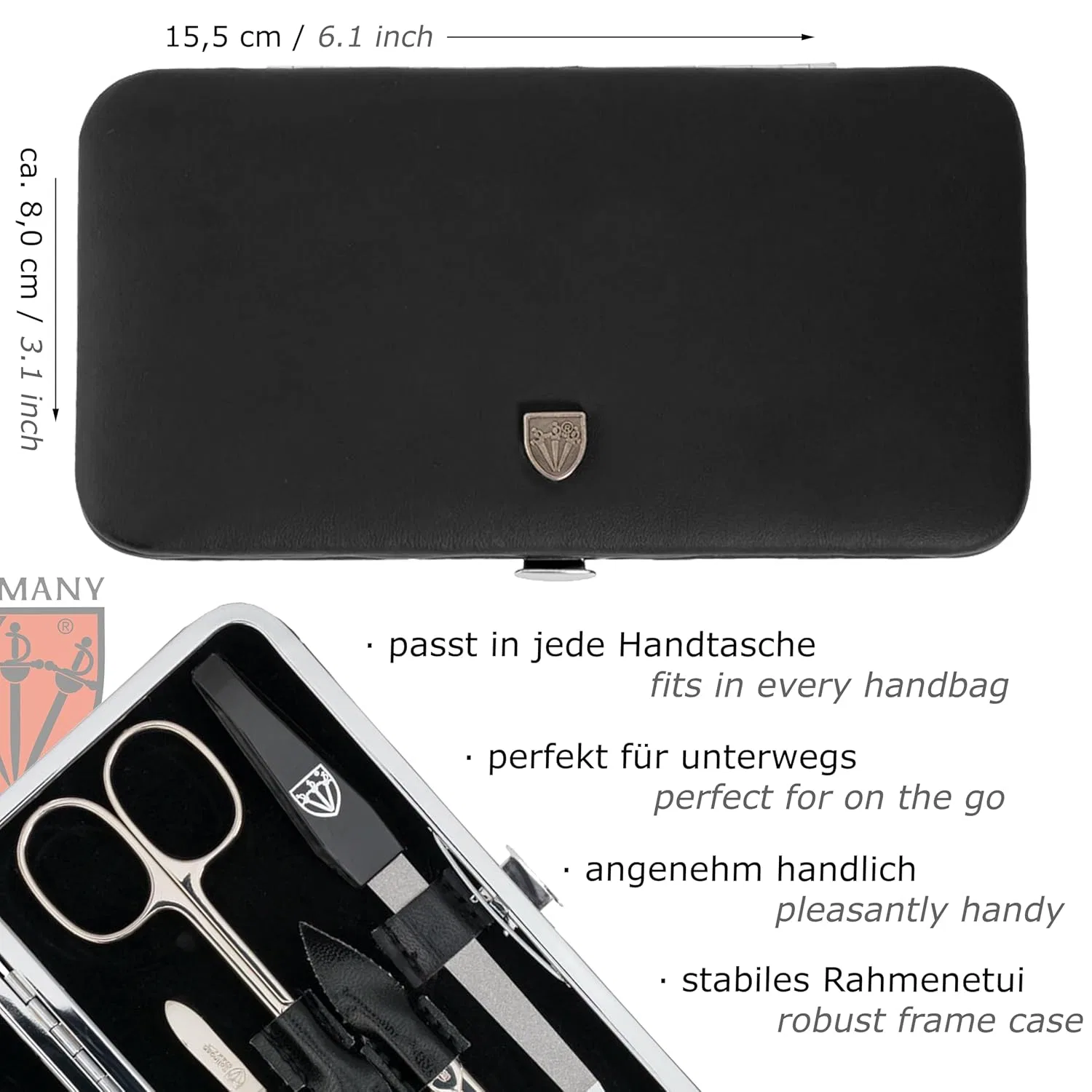 Маникюрный набор «Cuneo» из 8 предметов от DREI SCHWERTER ‎Drei Schwerter, Faux Leather - Black — фото 4
