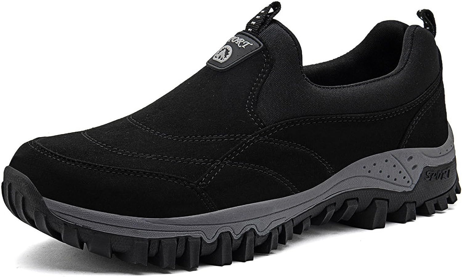 

Мужские замшевые ортопедические туристические туфли с поддержкой свода стопы, комфортные, дышащие, низкие, противоскользящие платформенные слипоны для улицы, легкие кроссовки для ходьбы Azagneem, черный