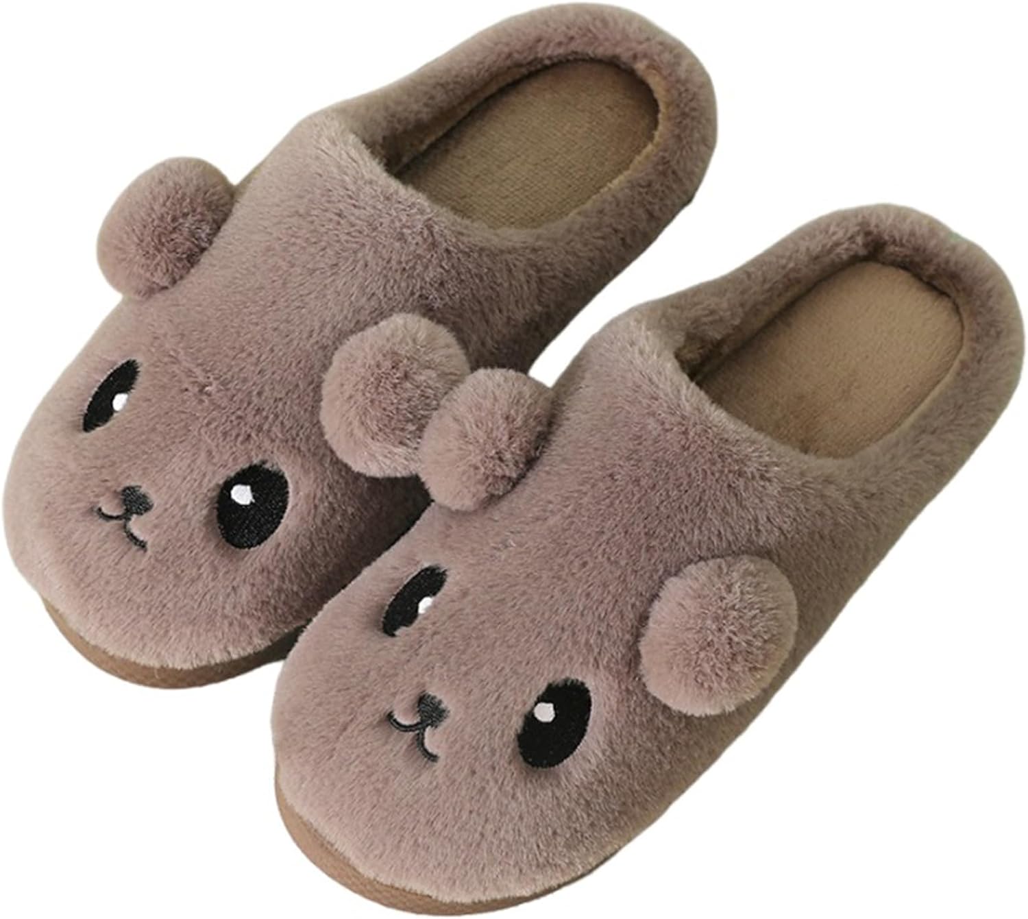 

Женские и мужские пушистые уютные тапочки с флисовой подкладкой, с изображением медведя, с эффектом памяти, для дома и улицы (42-43, серый) Znel