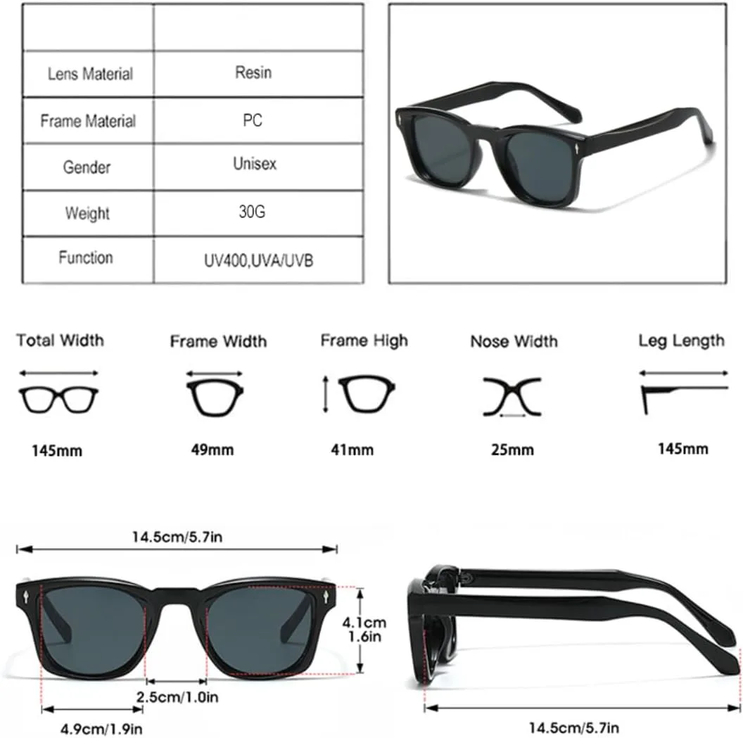 

Солнцезащитные очки в стиле ретро с заклепками, квадратной формы, модные, градиентные, защита от УФ-излучения UV400, мужские UATXTAU, Black Leopard Green