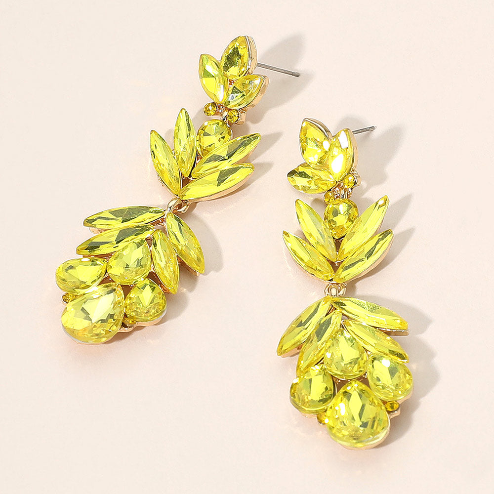 

Вечерние серьги-капли из стеклянных кристаллов в форме лепестков Fashnzfab, золотой/желтый