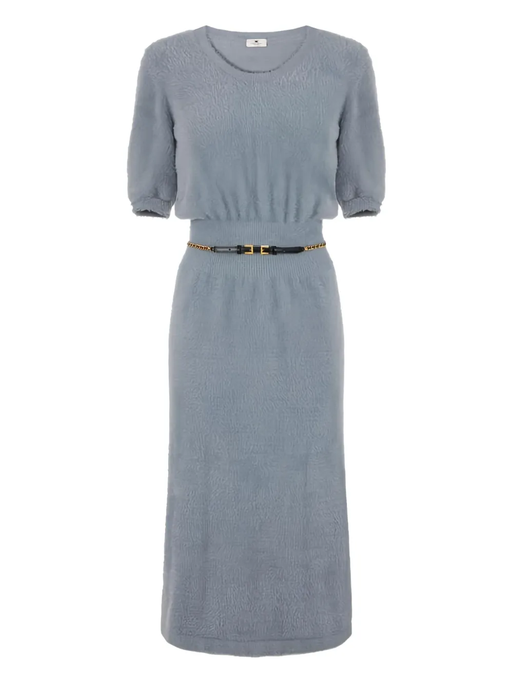 

Трикотажное миди-платье с короткими рукавами Elisabetta Franchi, синий