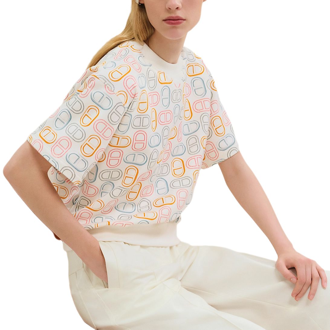 

HERMES Футболка Chaine D'Ancre Regular женская серый белый