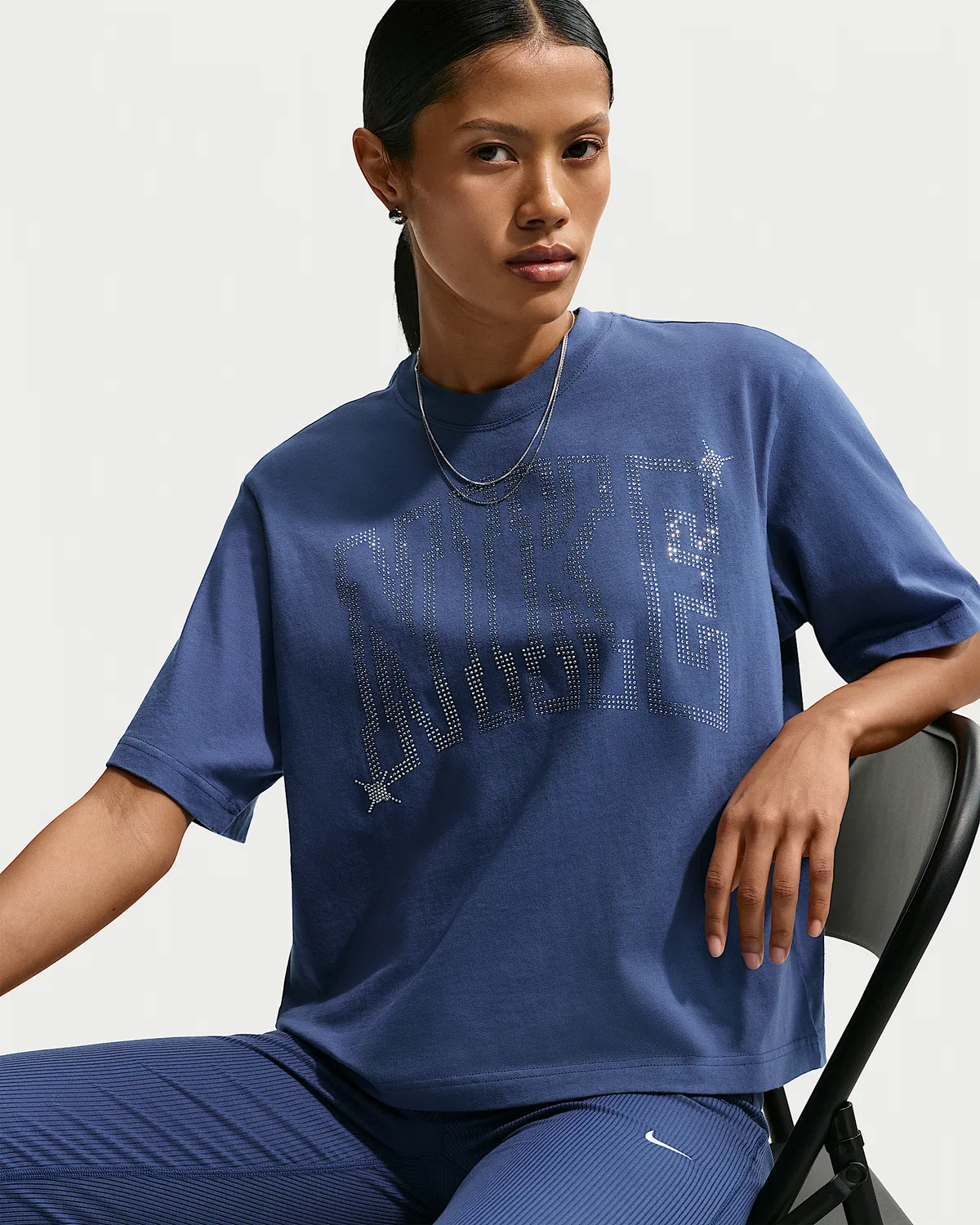 Женская свободная футболка Nike Sportswear Classic, Mystic Navy — фото 3