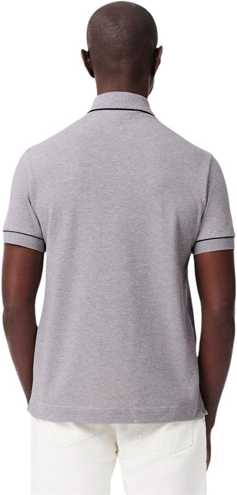 Lacoste мужская парижская поло с коротким рукавом regular fit и контрастным воротником и рукавами, Silver Chine — фото 3