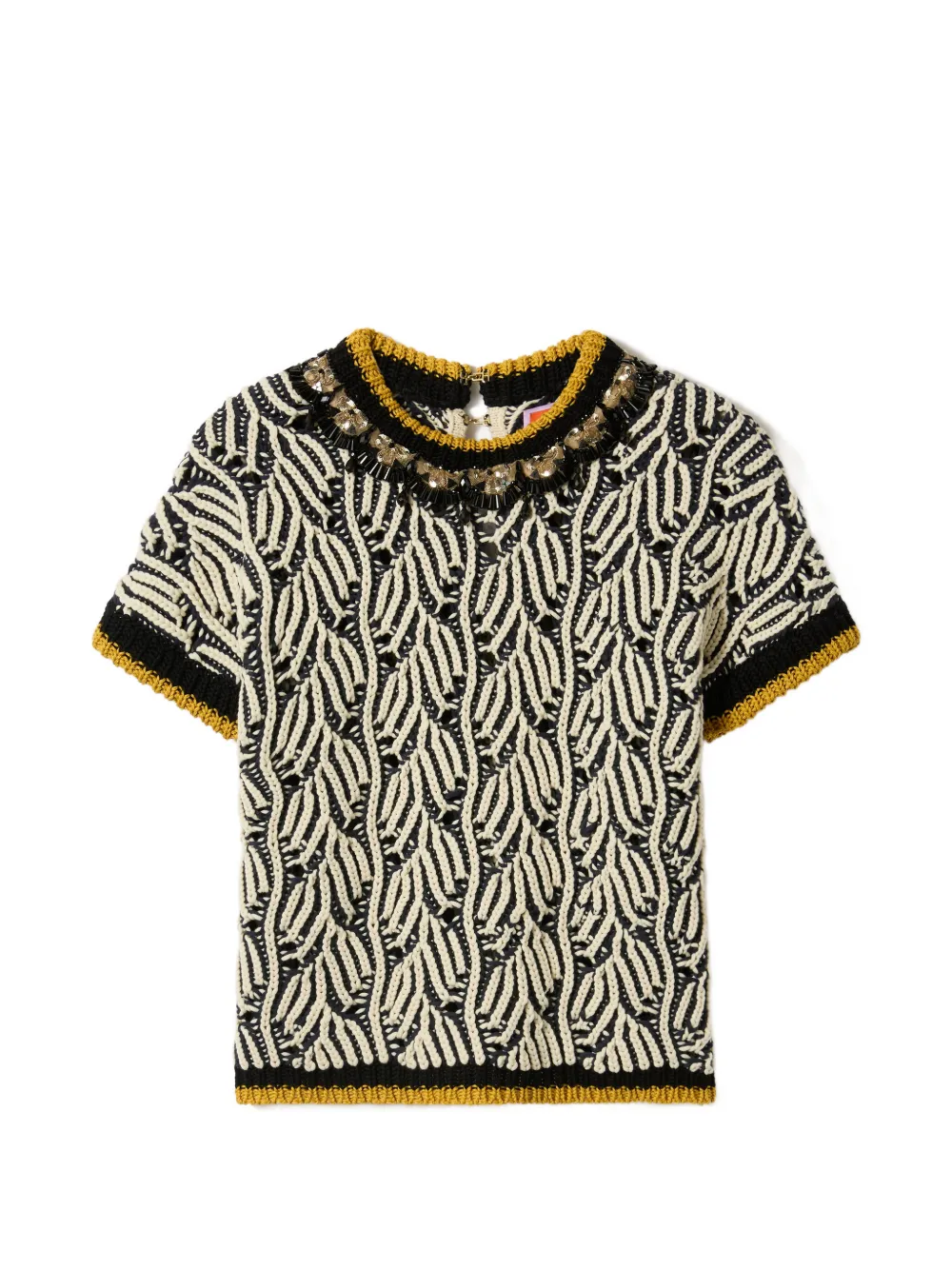 

Топ с узором из бисера La Doublej, черный