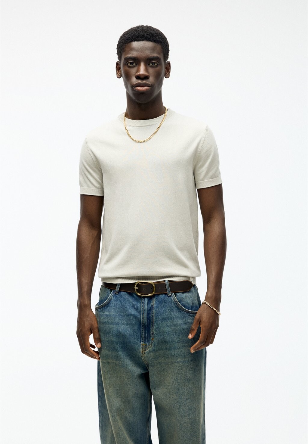 

Базовая футболка Short Sleeve PULL&BEAR, камень