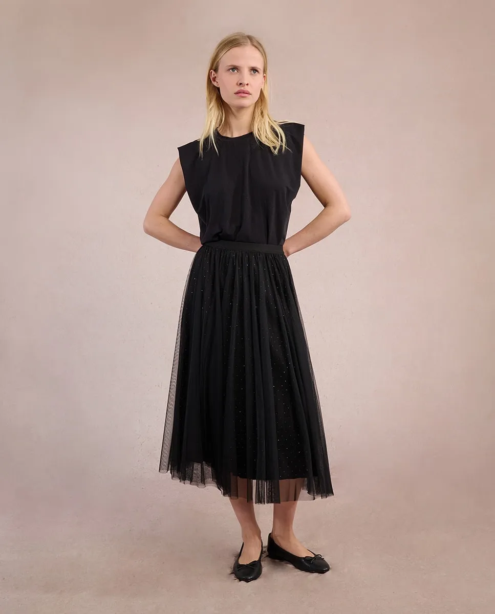 

Длинная плиссированная юбка из фатина Molly Bracken, черный