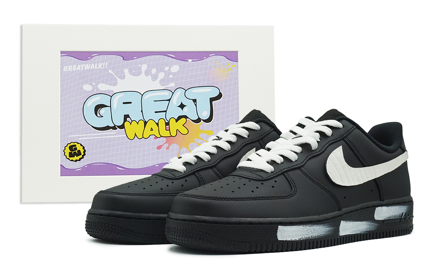 

Кроссовки Nike Air Force 1 Skateboard Shoes Unisex Low-Top Black White, черный